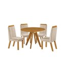 Ver imagem 2 de Conjunto Sala de Jantar Mesa Liz Tampo Amadeirado 4 Cadeiras Riviera Castanho Cinamomo/Creme