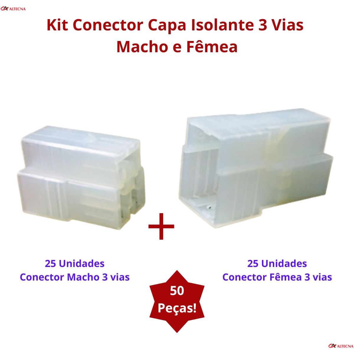 Kit Conector Capa Isolante 3 Vias Macho/Fêmea 25Pçs De Cada - 4