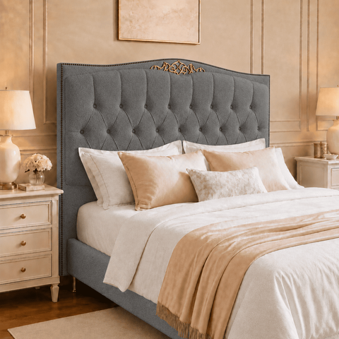 Cabeceira Cama Solteiro Greta 90cm Estofada Bouclê Design Clássico