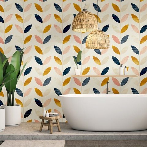 Papel de Parede Floral Colorido Lavável Auto Adesivo