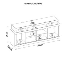 Bancada Rack Para TV até 70 Polegadas Sun Marrom Caemmun - 7