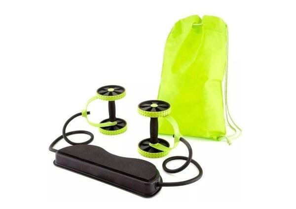 Kit Musculação Exercícios Elástico + Roda Treino Completo - Verde