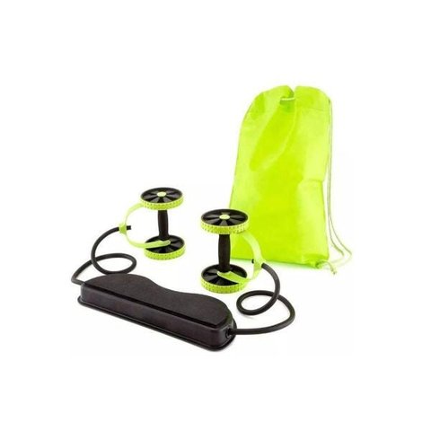 Kit Musculação Exercícios Elástico + Roda Treino Completo - Verde