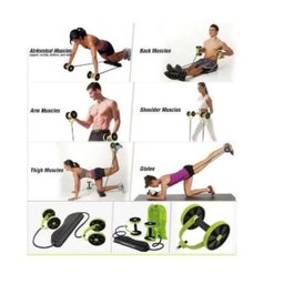 Kit Musculação Exercícios Elástico + Roda Treino Completo - Azul claro - 5