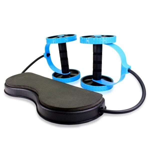 Kit Musculação Exercícios Elástico + Roda Treino Completo - Azul claro - 1