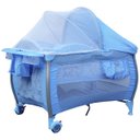 Ver imagem 4 de Berço Cercado Nanna Burigotto Blue Check com Capota + Trocador + Mosquiteiro + Regulagem