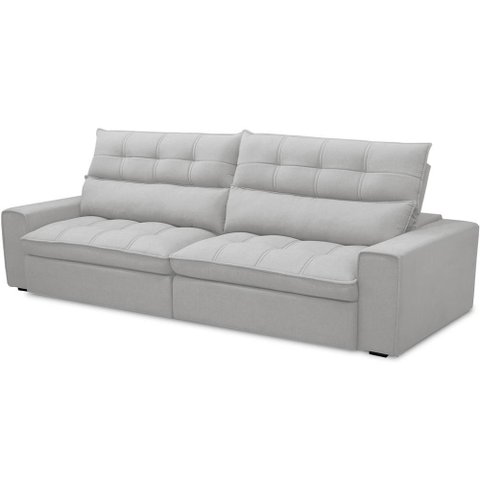 Sofá Retrátil Reclinável para Sala de Estar Living 290cm Dimas F04 Bouclê Cinza
