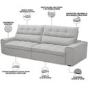 Ver imagem 2 de Sofá Retrátil Reclinável para Sala de Estar Living 290cm Dimas F04 Bouclê Cinza