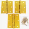 Dobradiça Comum para Porta com Rolamento 3 1/2" x 3" Dourado Acetinado 3 Peças Grande até 35kg - 1