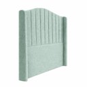 Ver imagem 2 de Cabeceira para Cama Box Estofada Zoe Decorativa Moderna Curva Queen 160 Cm Boucle Azul Turquesa