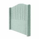 Ver imagem 3 de Cabeceira para Cama Box Estofada Zoe Decorativa Moderna Curva Queen 160 Cm Boucle Azul Turquesa
