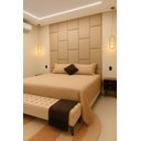 Ver imagem 1 de Cabeçeira Dominó 2,70 Altura e 1,60 Largura Modulos Colantes:suede Café com Leite