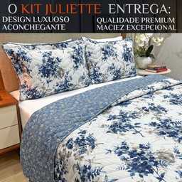 Cobreleito Queen Size 300 Fios Juliette 03 Pç Super Elegante:azul - 2