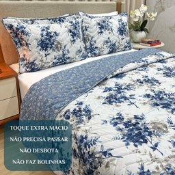 Cobreleito Queen Size 300 Fios Juliette 03 Pç Super Elegante:azul - 5