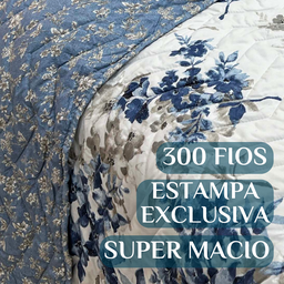 Cobreleito Queen Size 300 Fios Juliette 03 Pç Super Elegante:azul - 3