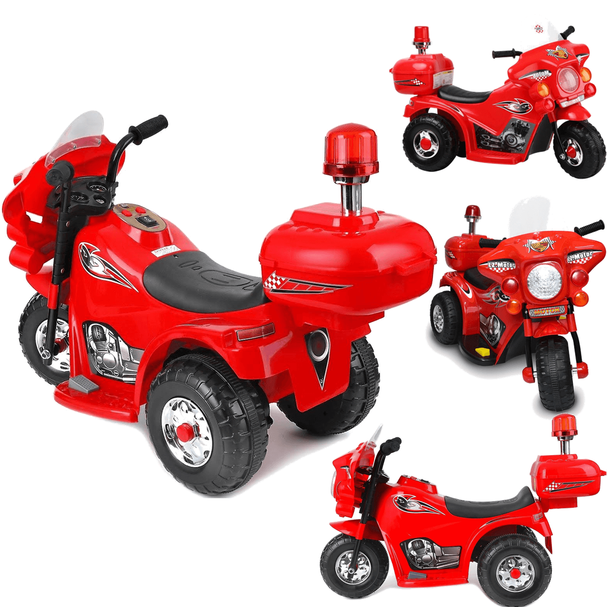 Moto Eletrica Motorcycle Policia Bau Vermelha 6v Zippy Toys - 2