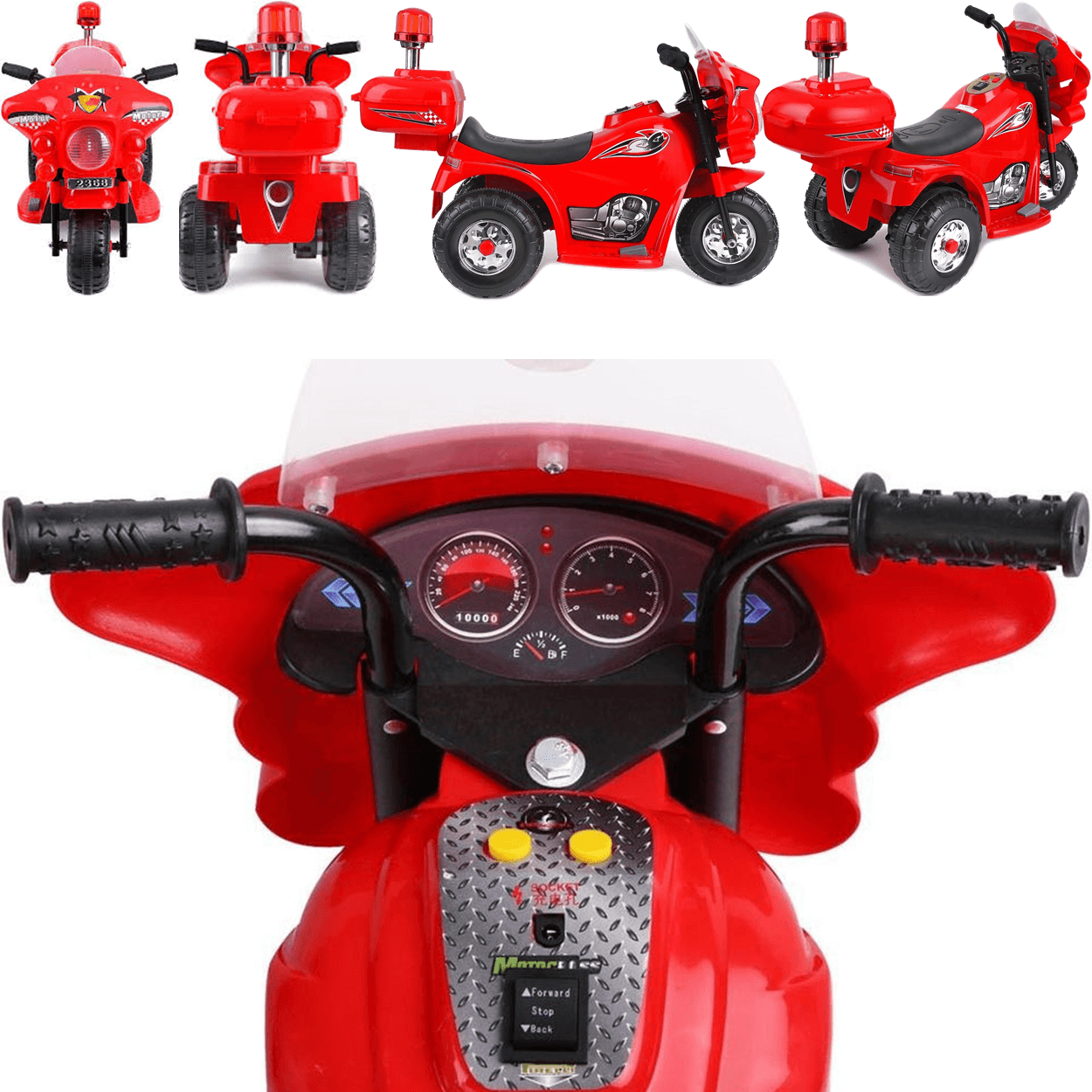 Moto Eletrica Motorcycle Policia Bau Vermelha 6v Zippy Toys - 3