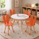 Ver imagem 1 de Conjunto Coelho Mesa 4 Cadeiras Infantil Pintura PU:Laranja