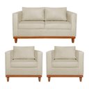 Ver imagem 1 de Kit Sofá 3 Lugares e 2 Poltronas Europa 180 cm Estilo Conforto e Elegância Suede Bege - Amarena