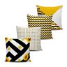 Kit 4 Capas Almofada Girassol Amarelo e Preto 45x45cm - 1