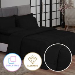 Edredom Queen Preto Aconchego Dupla Face 2,4 X 2,1 Metros Casa Dona - 2