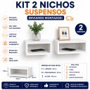 Ver imagem 1 de Kit 2 Nichos Suspensos Mesa de Cabeceira 25cm MDF 15mm Branco Prateleira Decorativa Montado