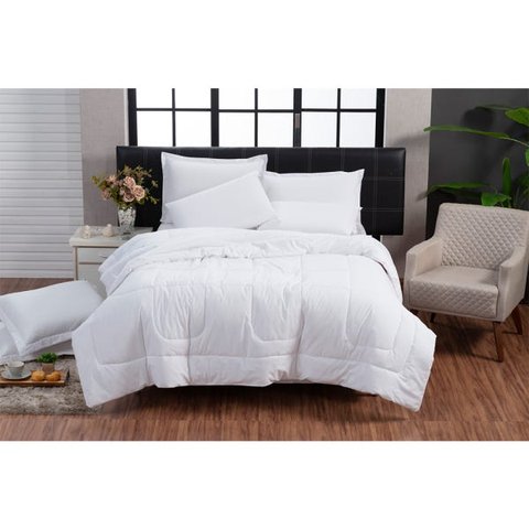 Kit Edredom Queen 200 Fios + Jogo Lençol 6 Peças 100% Algodão Dupla Face Branco Casa Dona