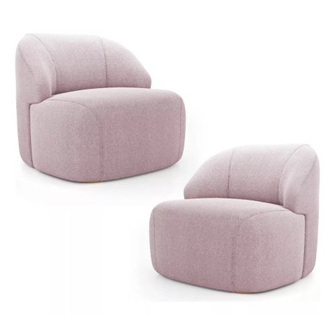 Kit 2 Poltronas Organica Eloa Boucle Rose - Londrilar