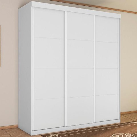 Guarda Roupa Casal Paladino 3 Portas Correr 3 Gavetas Branco Framar