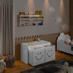Mesa Infantil Montessoriana com Led Alegra Smile com Nichos - Branca - 3