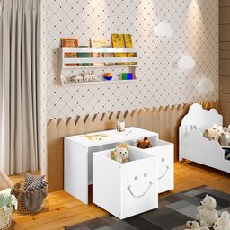 Mesa Infantil Montessoriana com Led Alegra Smile com Nichos - Branca - 2