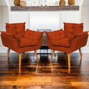 Ver imagem 3 de Kit 3 Poltronas Decorativa Alice Pé Trapézio 30cm Castanho - Suede