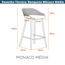 Ver imagem 6 de Kit 2 Banquetas Mônaco Clarice Média Fratini 86 Cm (altura) em Polipropileno Preto Base em Aço