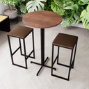 Ver imagem 1 de Conjunto Mesa Alta Bar Bistrô Redonda Imbuia 2 Bancos Estofado Don Castro Decor