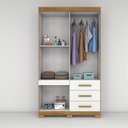 Ver imagem 5 de Guarda-Roupa Solteiro 6 Portas, 3 Gavetas e Pés MDF Safira Plus Cinamomo/Off White