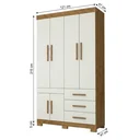 Ver imagem 3 de Guarda-Roupa Solteiro 6 Portas, 3 Gavetas e Pés MDF Safira Plus Cinamomo/Off White