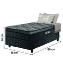 Ver imagem 3 de Cama Box Solteiro Conjugada Molas Ensacadas Delta 88x188x60cm Cinza / Preto Hellen