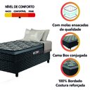 Ver imagem 4 de Cama Box Solteiro Conjugada Molas Ensacadas Delta 88x188x60cm Cinza / Preto Hellen