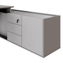 Ver imagem 6 de Mesa Diretor X com Armário Caixa de Tomadas e 3 Gavetas 200cm Tampo Cavado para Escritório Corporate