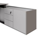 Ver imagem 6 de Mesa Diretor X com Armário Caixa de Tomadas e 3 Gavetas 200cm Tampo Cavado para Escritório Corporate Cinza