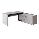 Ver imagem 4 de Mesa Diretor X com Armário Caixa de Tomadas e 3 Gavetas 200cm Tampo Cavado para Escritório Corporate