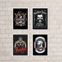 Ver imagem 1 de Kit 4 Quadros Decorativos para Barbearia 33x24cm - com Vidro:madeira Branca