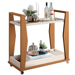 Carrinho Bar com Espelho Prince H01 Off White/Cinamomo - Mpozenato - 1 Carrinho Bar com Espelho Prince H01 Off White/Cinamomo - Mpozenato - 1