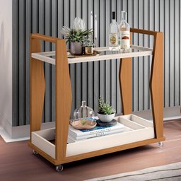 Carrinho Bar com Espelho Prince H01 Off White/Cinamomo - Mpozenato - 2 Carrinho Bar com Espelho Prince H01 Off White/Cinamomo - Mpozenato - 2