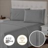Jogo de Lençol 400 Fios Toque Suave e Macio Ponto Palito Cama Queen 3 Peças Prata Casa Dona - 3