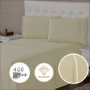 Ver imagem 3 de Jogo de Lençol 400 Fios Toque Suave e Macio Ponto Palito Cama Queen 3 Peças Bege Casa Dona