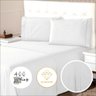 Jogo de Lençol 400 Fios Toque Suave e Macio Ponto Palito Cama Queen 3 Peças Branco Casa Dona - 3