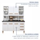 Ver imagem 2 de Kit de Cozinha Atenas 5 Portas 3 Gavetas - Kaiki Móveis Branco