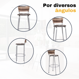 Kit 6 Banqueta Bistro para Cozinha Junco Cappuccino Àrea Gourmet Balcão Bancada bares Churrasqueira - 5