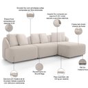 Ver imagem 4 de Sofá 4 Lugares com Chaise Direito Sala Living 294cm Arlo F04 Bouclê Bege - Lyam Decor